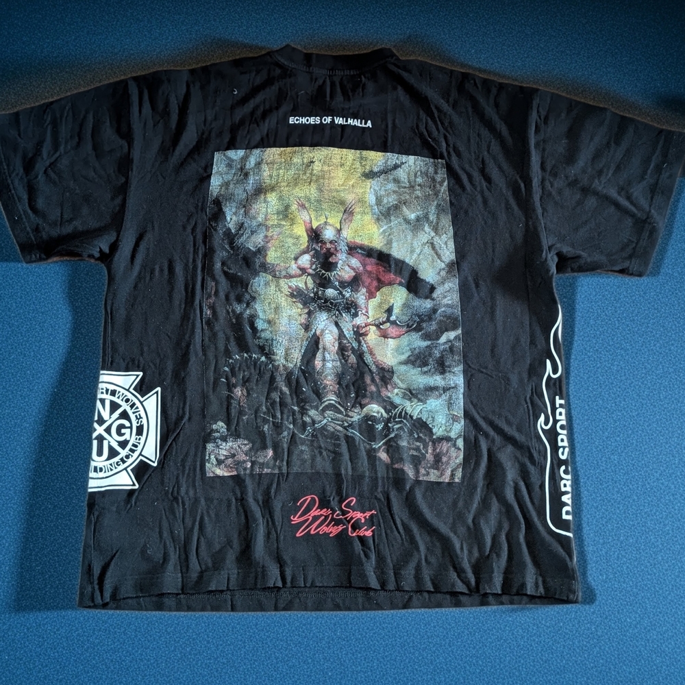 Darc Sport Men’s Large Echoes of Valhalla BodyBuilding Graphic Black T-Shirt